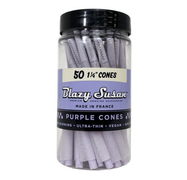 Blazy Susan Purple 1-1/4″ Pre Rolled Cones – 50 Count | Ultra-Thin, GMO-Free