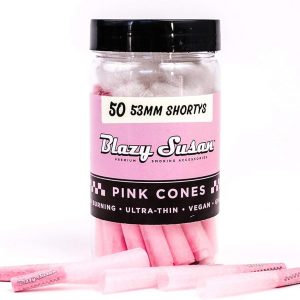 Blazy Susan Pink Pre-Rolled Cones 50 Count (53mm Mini) - GMO-Free Shortys