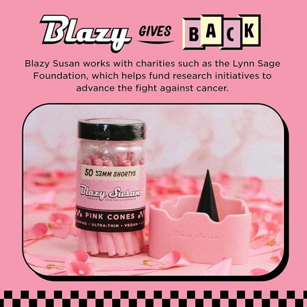 Blazy Susan Pink Pre-Rolled Cones 50 Count (53mm Mini) - GMO-Free Shortys