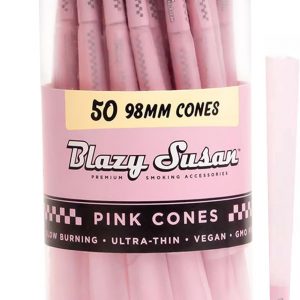 Blazy Susan Pink Pre-Rolled Cones 98mm - 50 Count - Slow-Burning, Vegan, GMO-Free, Super-Thin Preroll Cones with Filter Tips