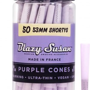 Blazy Susan Purple 1-1/4″ Shorty Pre-Rolled Cones - 50 Count GMO-Free