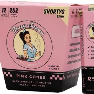 Blazy Susan Shorty Pink Pre-Rolled Cones - 53mm Mini Cones, 252 Per Box