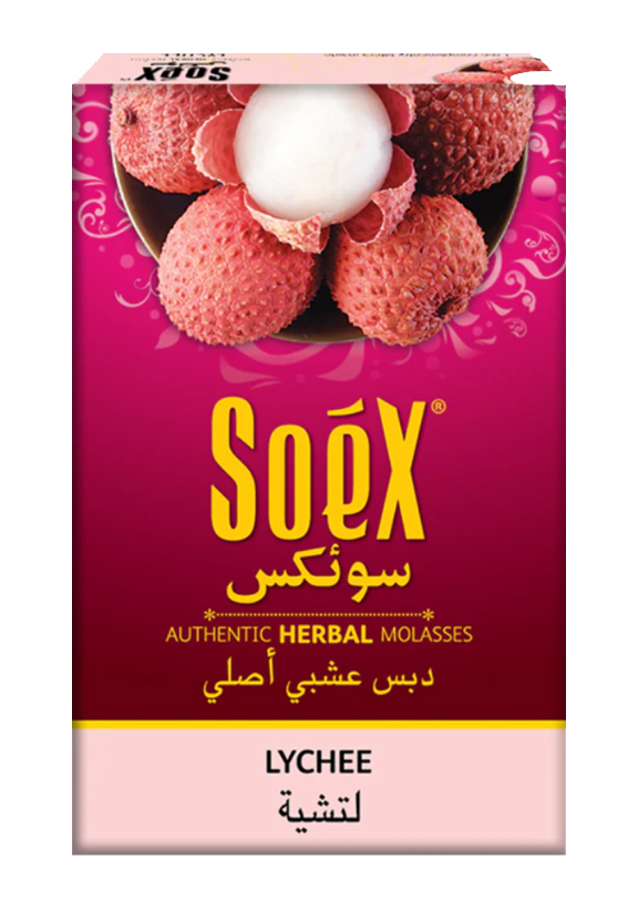 Soex Lychee Herbal Molasses - 250g, Nicotine-Free, Tobacco-Free Hookah Flavor