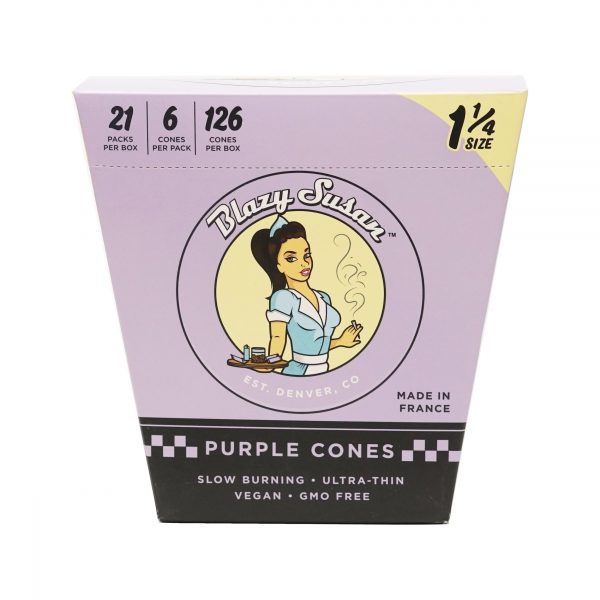 Blazy Susan Purple 1-1/4 Pre Rolled Cones - 126 Pack, GMO-Free, Vegan