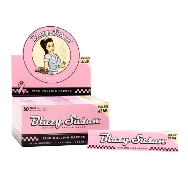 Blazy Susan King Size Pink Rolling Papers Box | GMO Free | 2500 Leaves